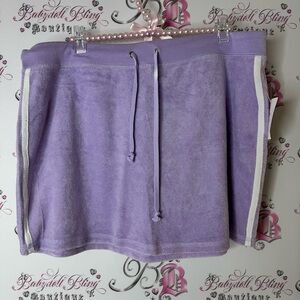 Basix USA skirt towel mini Lavender Terry Cloth Skirt with White Stripes